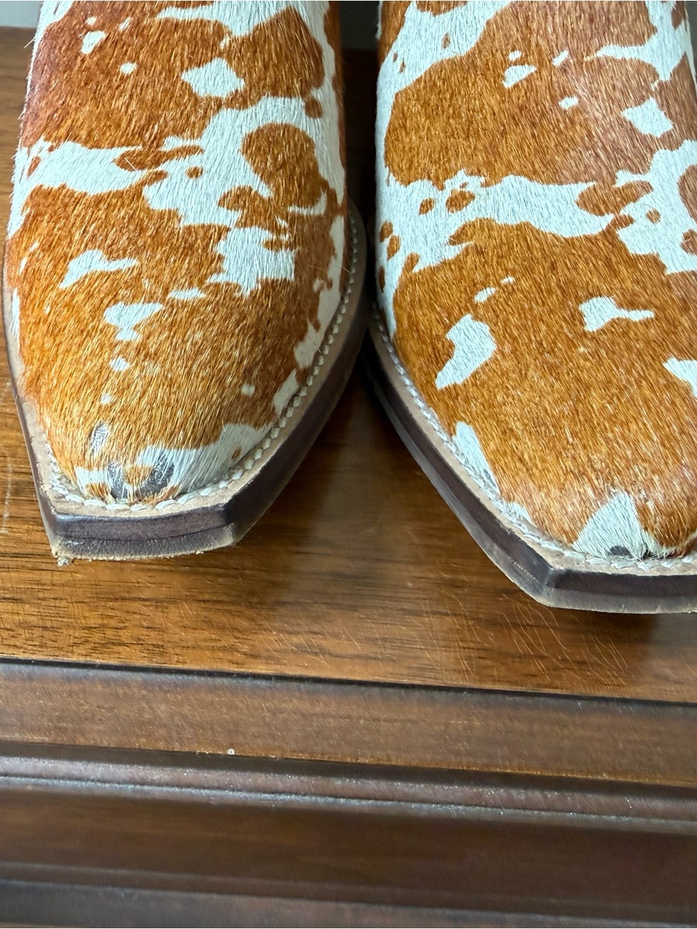 Myra Bag Brown & White Cowhide Pointed Ankle Booties - Picture 7 of 11